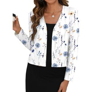 Zeagoo Women’s Lightweight Summer Cardigan Cropped Long Sleeve Shrug Thin Open Front Sheer Bolero for Dresses(Printed Floral Bf290)