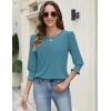 Zeagoo 3/4 Length Sleeve Blouse Pleated Tops Tunics for Women Dressy Shirt Business Casual(Biscay Bay Blue)