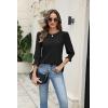 Zeagoo 3/4 Length Sleeve Blouse Pleated Tops Tunics for Women Dressy Shirt Business Casual(Black)