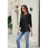 Zeagoo 3/4 Length Sleeve Blouse Pleated Tops Tunics for Women Dressy Shirt Business Casual(Black)
