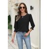 Zeagoo 3/4 Length Sleeve Blouse Pleated Tops Tunics for Women Dressy Shirt Business Casual(Black)