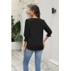 Zeagoo 3/4 Length Sleeve Blouse Pleated Tops Tunics for Women Dressy Shirt Business Casual(Black B)