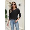 Zeagoo 3/4 Length Sleeve Blouse Pleated Tops Tunics for Women Dressy Shirt Business Casual(Black B)