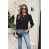 Zeagoo 3/4 Length Sleeve Blouse Pleated Tops Tunics for Women Dressy Shirt Business Casual(Black B)