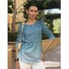 Zeagoo 3/4 Length Sleeve Blouse Pleated Tops Tunics for Women Dressy Shirt Business Casual(Blue Vine)
