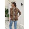 Zeagoo 3/4 Length Sleeve Blouse Pleated Tops Tunics for Women Dressy Shirt Business Casual(Brown Boho)