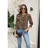 Zeagoo 3/4 Length Sleeve Blouse Pleated Tops Tunics for Women Dressy Shirt Business Casual(Brown Boho)