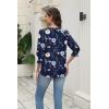 Zeagoo 3/4 Length Sleeve Blouse Pleated Tops Tunics for Women Dressy Shirt Business Casual(Floral Navy)