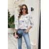 Zeagoo 3/4 Length Sleeve Blouse Pleated Tops Tunics for Women Dressy Shirt Business Casual(Floral White)