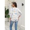 Zeagoo 3/4 Length Sleeve Blouse Pleated Tops Tunics for Women Dressy Shirt Business Casual(Floral White)