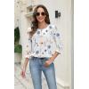 Zeagoo 3/4 Length Sleeve Blouse Pleated Tops Tunics for Women Dressy Shirt Business Casual(Floral White)