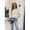 Zeagoo 3/4 Length Sleeve Blouse Pleated Tops Tunics for Women Dressy Shirt Business Casual(Latte Bloom)