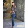 Zeagoo 3/4 Length Sleeve Blouse Pleated Tops Tunics for Women Dressy Shirt Business Casual(Navy Khaki Blessing)