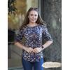 Zeagoo 3/4 Length Sleeve Blouse Pleated Tops Tunics for Women Dressy Shirt Business Casual(Navy Khaki Blessing)