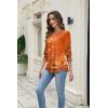 Zeagoo 3/4 Length Sleeve Blouse Pleated Tops Tunics for Women Dressy Shirt Business Casual(Orange Floral Printed)