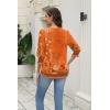 Zeagoo 3/4 Length Sleeve Blouse Pleated Tops Tunics for Women Dressy Shirt Business Casual(Orange Floral Printed)