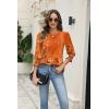 Zeagoo 3/4 Length Sleeve Blouse Pleated Tops Tunics for Women Dressy Shirt Business Casual(Orange Floral Printed)