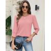 Zeagoo 3/4 Length Sleeve Blouse Pleated Tops Tunics for Women Dressy Shirt Business Casual(Pink)