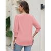 Zeagoo 3/4 Length Sleeve Blouse Pleated Tops Tunics for Women Dressy Shirt Business Casual(Pink)