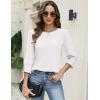 Zeagoo 3/4 Length Sleeve Blouse Pleated Tops Tunics for Women Dressy Shirt Business Casual(White)