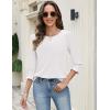Zeagoo 3/4 Length Sleeve Blouse Pleated Tops Tunics for Women Dressy Shirt Business Casual(White)