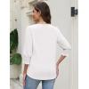 Zeagoo 3/4 Length Sleeve Blouse Pleated Tops Tunics for Women Dressy Shirt Business Casual(White)