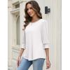 Zeagoo 3/4 Length Sleeve Blouse Pleated Tops Tunics for Women Dressy Shirt Business Casual(White)