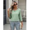 Zeagoo 3/4 Length Sleeve Women Tops Crew Neck Blouses Dressy Casual Summer T Shirts Loose Fit Business Work Clothes(B-light Green)