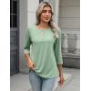 Zeagoo 3/4 Length Sleeve Women Tops Crew Neck Blouses Dressy Casual Summer T Shirts Loose Fit Business Work Clothes(B-light Green)