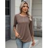 Zeagoo 3/4 Length Sleeve Women Tops Crew Neck Blouses Dressy Casual Summer T Shirts Loose Fit Business Work Clothes(Brown)