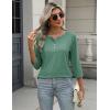 Zeagoo 3/4 Length Sleeve Women Tops Crew Neck Blouses Dressy Casual Summer T Shirts Loose Fit Business Work Clothes(Green)