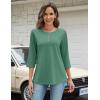 Zeagoo 3/4 Length Sleeve Women Tops Crew Neck Blouses Dressy Casual Summer T Shirts Loose Fit Business Work Clothes(Green)