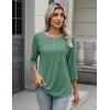 Zeagoo 3/4 Length Sleeve Women Tops Crew Neck Blouses Dressy Casual Summer T Shirts Loose Fit Business Work Clothes(Green)