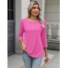 Zeagoo 3/4 Length Sleeve Women Tops Crew Neck Blouses Dressy Casual Summer T Shirts Loose Fit Business Work Clothes(Pink)