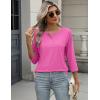 Zeagoo 3/4 Length Sleeve Women Tops Crew Neck Blouses Dressy Casual Summer T Shirts Loose Fit Business Work Clothes(Pink)