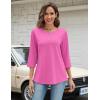 Zeagoo 3/4 Length Sleeve Women Tops Crew Neck Blouses Dressy Casual Summer T Shirts Loose Fit Business Work Clothes(Pink)