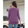 Zeagoo 3/4 Length Sleeve Women Tops Crew Neck Blouses Dressy Casual Summer T Shirts Loose Fit Business Work Clothes(Purple)