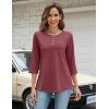 Zeagoo 3/4 Length Sleeve Women Tops Crew Neck Blouses Dressy Casual Summer T Shirts Loose Fit Business Work Clothes(Wine Red)