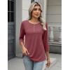 Zeagoo 3/4 Length Sleeve Women Tops Crew Neck Blouses Dressy Casual Summer T Shirts Loose Fit Business Work Clothes(Wine Red)