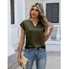 Zeagoo Women Tops Silk Satin Blouses V Neck Summer Shirts Cap Sleeve Business Casual Dressy Spring Clothing(Army Green)
