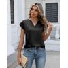 Zeagoo Women Tops Silk Satin Blouses V Neck Summer Shirts Cap Sleeve Business Casual Dressy Spring Clothing(Black)