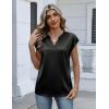 Zeagoo Women Tops Silk Satin Blouses V Neck Summer Shirts Cap Sleeve Business Casual Dressy Spring Clothing(Black)