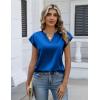 Zeagoo Women Tops Silk Satin Blouses V Neck Summer Shirts Cap Sleeve Business Casual Dressy Spring Clothing(Blue)