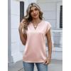 Zeagoo Women Tops Silk Satin Blouses V Neck Summer Shirts Cap Sleeve Business Casual Dressy Spring Clothing(Champagne)