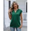 Zeagoo Women Tops Silk Satin Blouses V Neck Summer Shirts Cap Sleeve Business Casual Dressy Spring Clothing(Green)