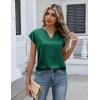 Zeagoo Women Tops Silk Satin Blouses V Neck Summer Shirts Cap Sleeve Business Casual Dressy Spring Clothing(Green)
