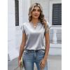 Zeagoo Women Tops Silk Satin Blouses V Neck Summer Shirts Cap Sleeve Business Casual Dressy Spring Clothing(Light Grey)