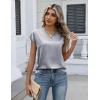 Zeagoo Women Tops Silk Satin Blouses V Neck Summer Shirts Cap Sleeve Business Casual Dressy Spring Clothing(Light Grey)