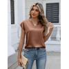 Zeagoo Women Tops Silk Satin Blouses V Neck Summer Shirts Cap Sleeve Business Casual Dressy Spring Clothing(Light Khaki)