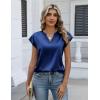 Zeagoo Women Tops Silk Satin Blouses V Neck Summer Shirts Cap Sleeve Business Casual Dressy Spring Clothing(Navy Blue)